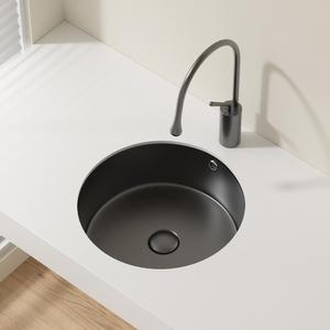 무광택 검정색 원형 단일 수영장 내장형 카운터 세면대 발코니 세라믹 언더 가정용 소형