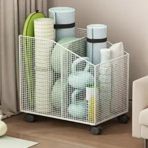 J2K 무조립 이동식 운동기구 보관함 요가매트 폼롤러 소도구 수납함 다용도 카트