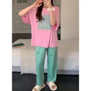 [공구우먼] [디즈니정품] 루뱅 찰랑 반팔 팬츠 수면 파자마 세트 86950 빅사이즈 여성의류