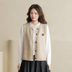 [마담4060]엄마옷 마담4060 [내추럴포엠]브로치니트 여성 데일리 조끼 -RVE2603015-
