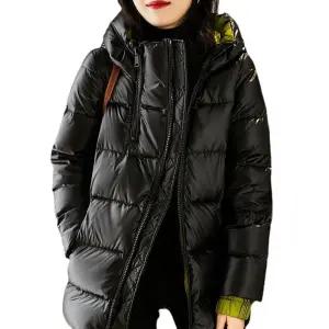 여친 흰색 겨울 패딩 점퍼 자켓 구스다운 후드 패딩다운 베이직 리버시블 숏 95 원픽1