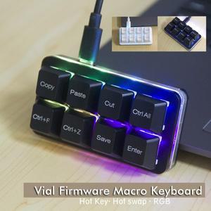 미니 키보드 핫 키 복사 붙여넣기 DIY 프로그래밍 가능 매크로 기능, 블랙 화이트 스왑 8