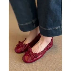 여친 빈티지 오피스룩 양가죽 플랫 리얼 슈즈 신발 펌프스 셔링 KS5