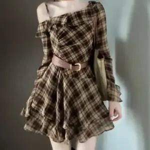 원피스 스커트 여친 빈티지 체크 언밸런스 슬림핏 오프숄더 OP1