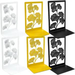 책 애호가를 위한 6피스 스타일 은행잎 금속 책꽂이 - 브링 럭 북엔드 오피스 데스크톱 홈 사무용품 랙