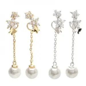 [라일리쥬얼리] Rly BS 큐빅지르코니아 핵진주 꽃 투웨이귀걸이 ED