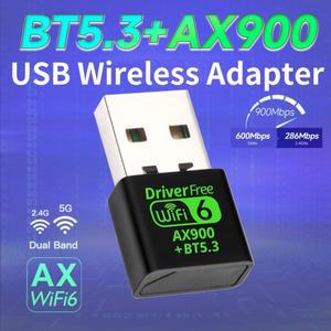 AX900Mbps WiFi6 및 Bluetooth5.3 콤보 어댑터 Win10/11 PC용 듀얼 밴드 5G/2.4Ghz 무선 네트워크 외부 USB