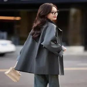 여사친 하프 가을 솔리드 트렌치코트 터틀넥 긴팔 트렌치 코트 원픽3