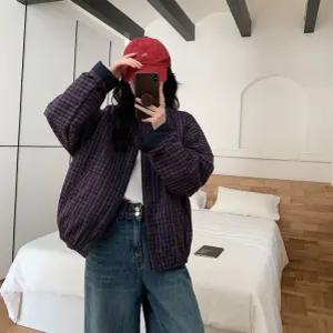 여자 야구 점퍼 양면 코트 가을 체크 복 상의 원픽3