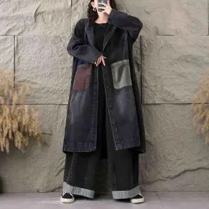 여자 야구 점퍼 데님 코트 가을 빅사이즈 투포켓 하프후드 트렌치 원픽3