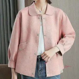 여성 간절기 자켓 봄가을 카라 캐주얼 아우터 핑크tuv666