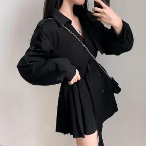 여사친 원피스 하프 빈티지 가을 플리츠 넥 스트링 정장 트렌치 사이즈 원픽3