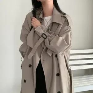 여사친 롱 가을 빈티지 슬림핏 트렌치코트 오버핏 터틀넥 더블 스트랩 OP3