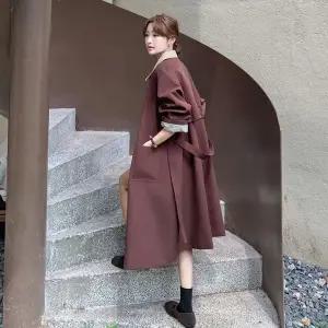 여사친 가을 하프 트렌치코트 시크 코트 칼라 루즈핏 조거 OP3