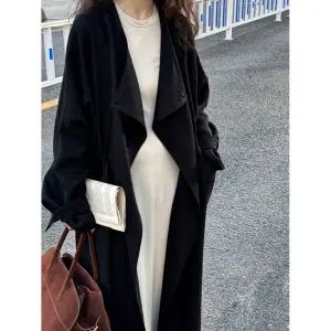 여사친 롱 코트 트렌치코트 코튼 봄가을 루즈핏 마 트렌치 OP1