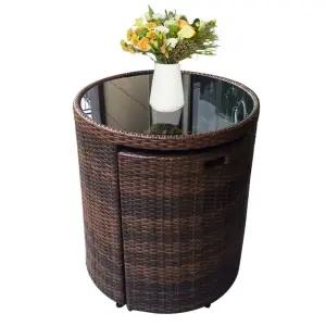 테라스테이블 원형 베란다 라탄 세트 테이블 야외