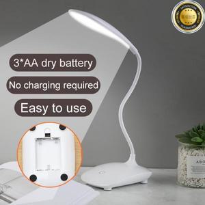 LED 책상 램프 AA 건전지 구동 터치 디밍 연구 침실 학생 기숙사 휴대용 야간 조명 접이식 테이블
