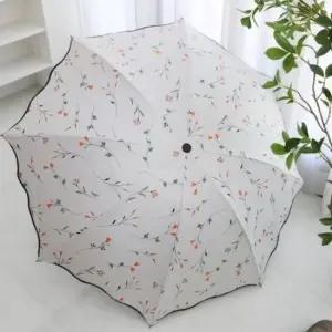 [JED] 접이식 가벼운 암막 플라워 우산 자외선 양산 3단 차단 초경량 양우산 휴대용