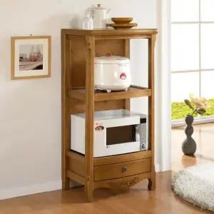 나르본 브라운 원목 엔틱 2단렌지대/밥솥전자렌지다이