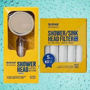 노브랜드 필터교체형 샤워기헤드+필터 5개입 세트 구성