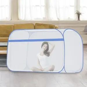 단문형 사각 모기장 바닥있는 대형 캐노피 1인 범퍼침대 캐노피 장 모기 1인용 거실 싱글침대