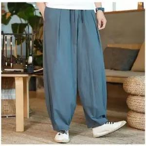 [JED] 일자 블루 와이드 밴딩 팬츠 린넨 1P 얇은 여름 면바지 통바지