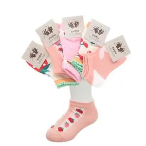 국산 9-10세 초등학생 발목 양말 딸기 발등망사 5켤레 세트