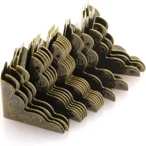 테그 박스 코너 프로텍터 20PCS 앤티크 황동 삼각형 라탄 조각 나무 케이스 가장자리 가드