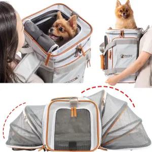 펫시어스 항공 승인 반려동물 캐리어 백팩 야외 하이킹 캠핑용 소프트 유니크 개 지갑 여행용 비행기