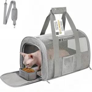고양이 캐리어 반려동물 항공사 15파운드 미만 강아지 접이식 소프트 사이드 TSA 승인 여행용