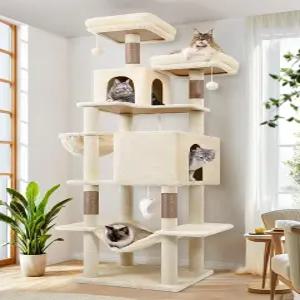 글로블 캣 트리 타워 성인 고양이를 위한 아늑한 콘도 해먹 농기구가 있는 76인치 엑스트라 톨 멀티 레벨