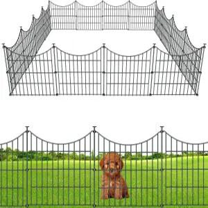 마당용 10개 패널 정원 울타리 개 야외 24인치 높이 x 20피트 높이의 녹슬지 않는 금속 접지 말뚝 포함