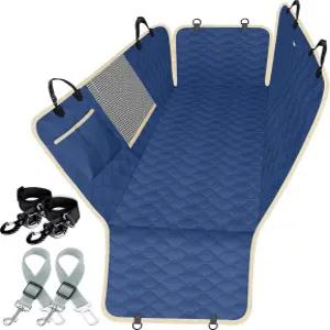 뒷좌석용 래시 도그 카시트 커버 2개의 안전벨트 메쉬 윈도우가 장착된 방수 카 해먹 내구성 스크래치 방지