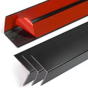 4PCS 45인치 블랙 메탈 코너 프로텍터 알루미늄 자체 접착 가드 금속 벽 가장자리 스트립 가구 캐비닛