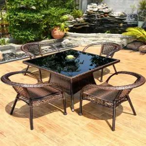 4인 라탄테이블 의자세트 베란다 야외 테라스 실외 카페 발코니