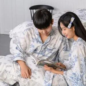 잠옷 디오레 남성용 파자마 상하의 세트 XL 블루 파자마 남성 홈웨어