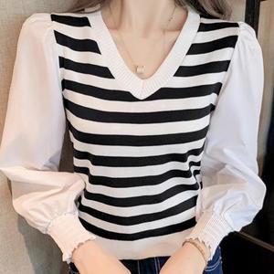 패션고리 여성 브이넥 벌룬 셔링 블라우스 HQ33