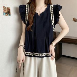 패션고리 라운드 셔링 데일리 여성 여름 블라우스 HY20