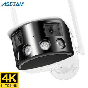 4K 8MP WIFI 듀얼 렌즈 파노라마 CCTV IP 카메라 180 ° 광시야각 실외 오디오 Onvif 4MP 보안 감시 ICSEE
