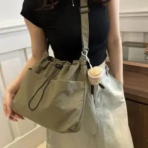 [패션] 여성 나일론백 데일리크로스 복주머니가방 카키