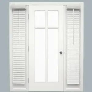 더블필 2팩 2인치 무선 사이드라이트 블라인드 8.5 x 72인치 수평 화이트 인조 목재 현관 창문 플랜테이션