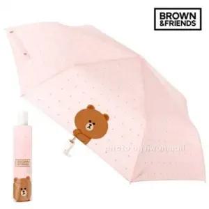 하트도트 55 3단 우산 브라운 접이식 휴대용 양우산 파라솔 55cm