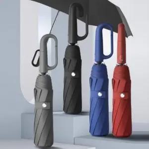 [JED] 고리형 튼튼한 양우산 부착 자동 장우산 겸용 접이식 카라비너 우산 휴대용