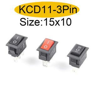 10 Pcs 10X15mm 스냅인 푸시 버튼 3 스위치 미니 2/3 SPST 로커 핀 위치 KCD11 보트 전원 3A/250V