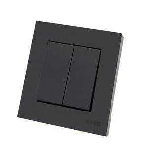 WESA 검정색 서리로 덥은 벽 로커 패널 갱 난연성 및 이중 켜기 플라스틱 AC 2 단방향 버튼 조명 끄기 스위치