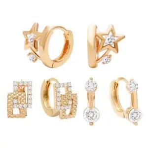 민자귀걸이 골드 금침 큐빅 데일리 원터치 링 귀걸이 14K