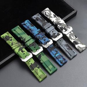 위장 부드러운 실리콘 스트랩 20/22mm 고무 시계 밴드 파네라이 카시오 오메가 방수 남성용 스포츠 팔찌