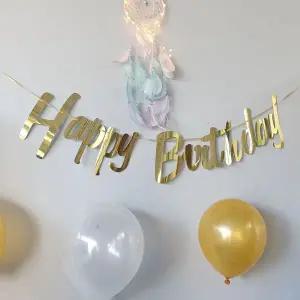 알파벳 필기체 생일축하 홈파티 가랜드 골드