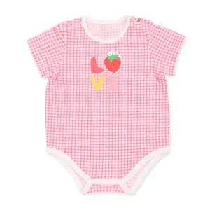 [보리보리/오가닉맘]오가닉맘 핑크하트체크반소바디수트(MJMLQS02)