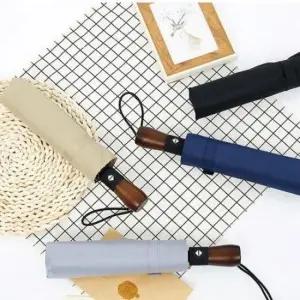 [패션] 원목 핸들 3단 접이식 자동우산 고급 튼튼한 튼튼한 커플 자동 고급 답례품 우산 선물용